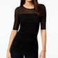 INC International Concepts Women's Illusion Top Black Size PM