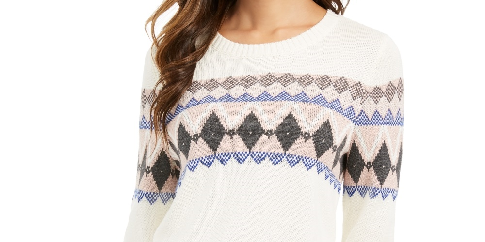 Charter Club Women's Printed Sweater White Size -PS/M