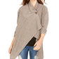NY Collection Women's Petite Space-Dye Asymmetrical Sweater Gray Size Small