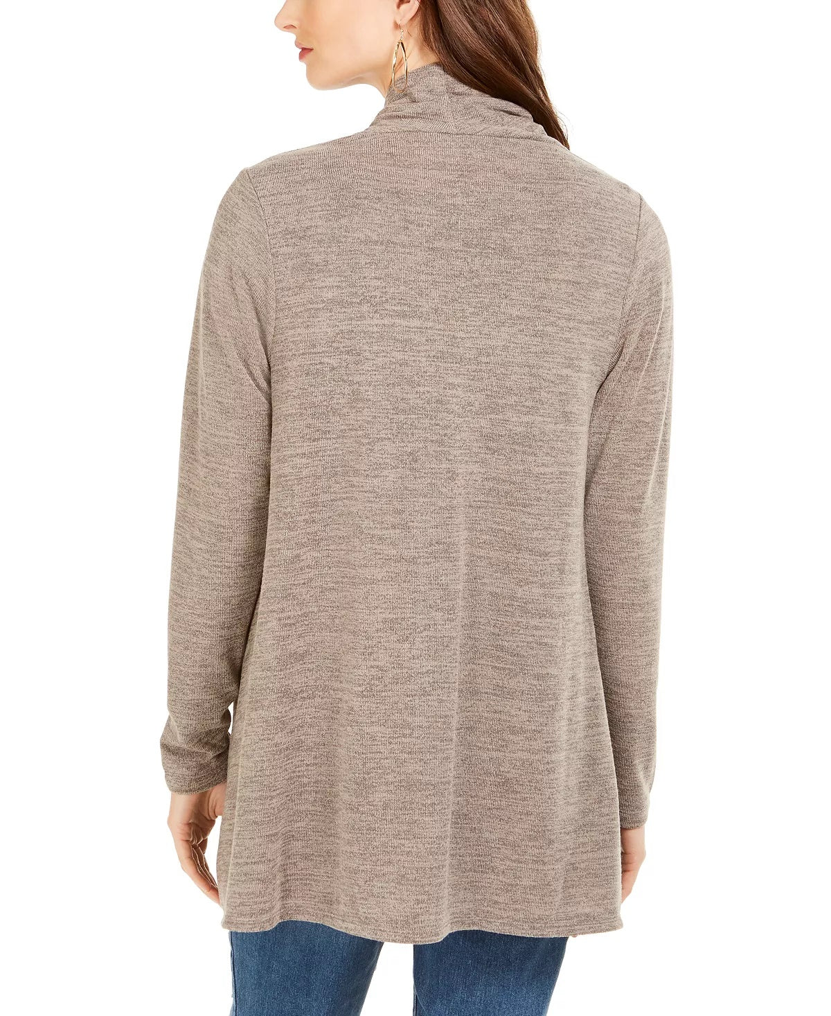 NY Collection Women's Petite Space-Dye Asymmetrical Sweater Gray Size Small