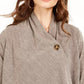 NY Collection Women's Petite Space-Dye Asymmetrical Sweater Gray Size Small