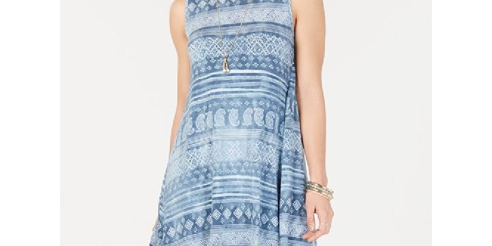 Style & Co Women's Sleeveless Swing Dress Blue Size Small
