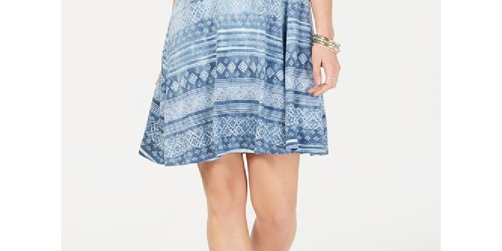 Style & Co Women's Sleeveless Swing Dress Blue Size Small