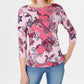 Charter Club Women's Petite Pima Cotton Button-Shoulder Print Top Pink Size Petite X-Large