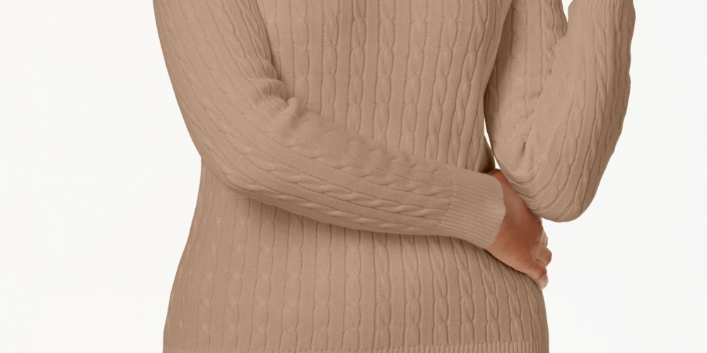 Karen Scott Women's Cotton Cable Knit Sweater Brown Size Petite X-Large