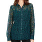 Charter Club Women's Lace Button-Down Top  Green Size X-Small