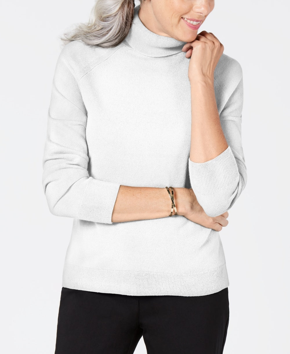 Karen Scott Women's Luxsoft Turtleneck Sweater White Size Petite Medium