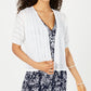Charter Club Women's Petite Pointelle Open-Front Cardigan Blue -PL
