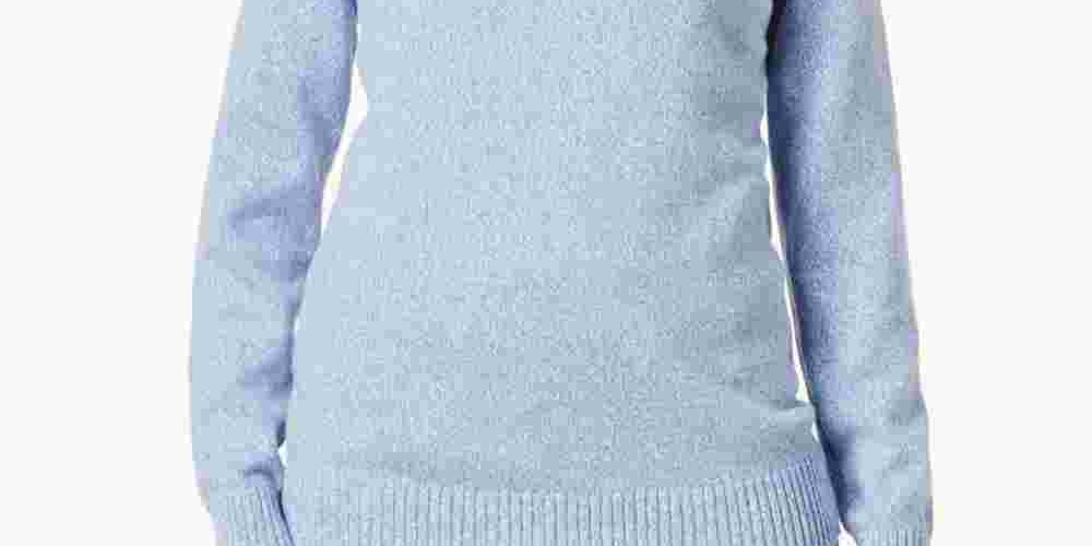 Karen Scott Women's Cotton Half Zip Sweater Blue Size Petite Small
