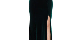 Xscape Women's Plus Size Off The Shoulder Velvet Gown Green Size Small