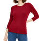Maison Jules Women's Ribbed Crew Neck Sweater Red Size Large