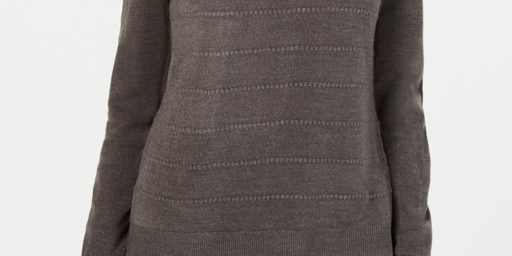 Karen Scott Women's Textured-Stripe Sweater Charcoal Size XX-Large