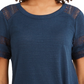 Style & Co Women's Lace Inset Top Blue Size Small