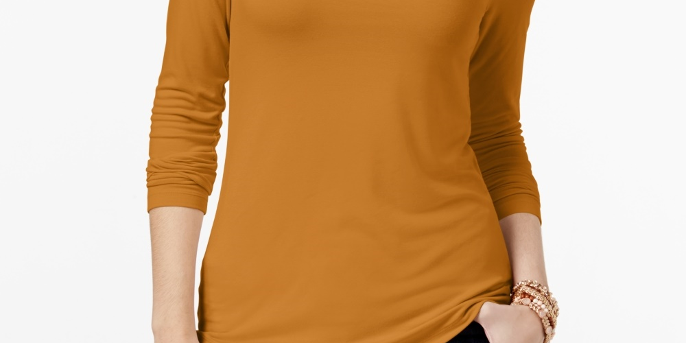 Maison Jules Women's Turtleneck Top Yellow Size X-Small