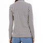 Charter Club Women's Petite Houndstooth Print Half-Zip Top Black PS