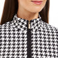 Charter Club Women's Petite Houndstooth Print Half-Zip Top Black PS