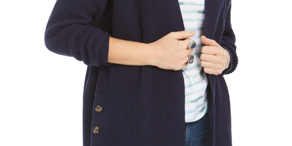 Style & Co Women's Open Front Button Trim Cardigan Blue Size Petite X-Large