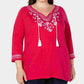 Charter Club Women's Plus Size Cotton Embroidered Peasant Top Pink Size 3X