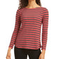Charter Club Women's Heather Long Sleeve Top Wine Size Small