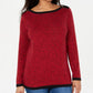 Karen Scott Women's Cotton Contrast Trim Sweater Red Size XX-Large