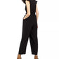 Monteau Women's Petite Ruffled Jumpsuit Black Size Petite Large