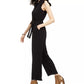 Monteau Women's Petite Ruffled Jumpsuit Black Size Petite Large