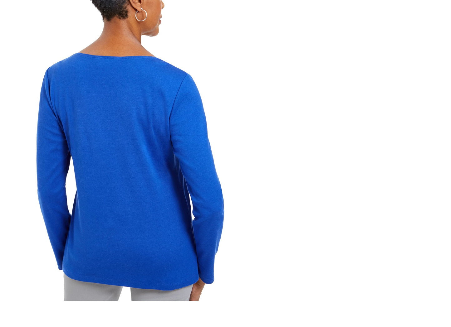 Karen Scott Women's Embellished Cotton Top Blue Size X-Large