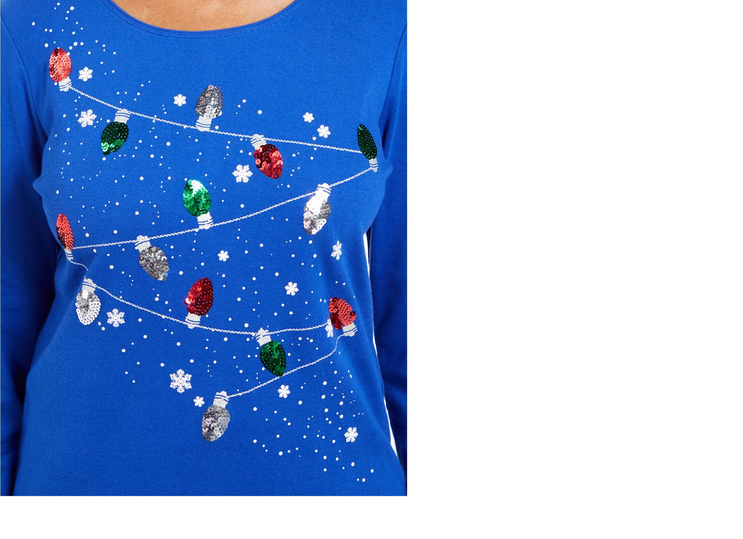 Karen Scott Women's Embellished Cotton Top Blue Size X-Large