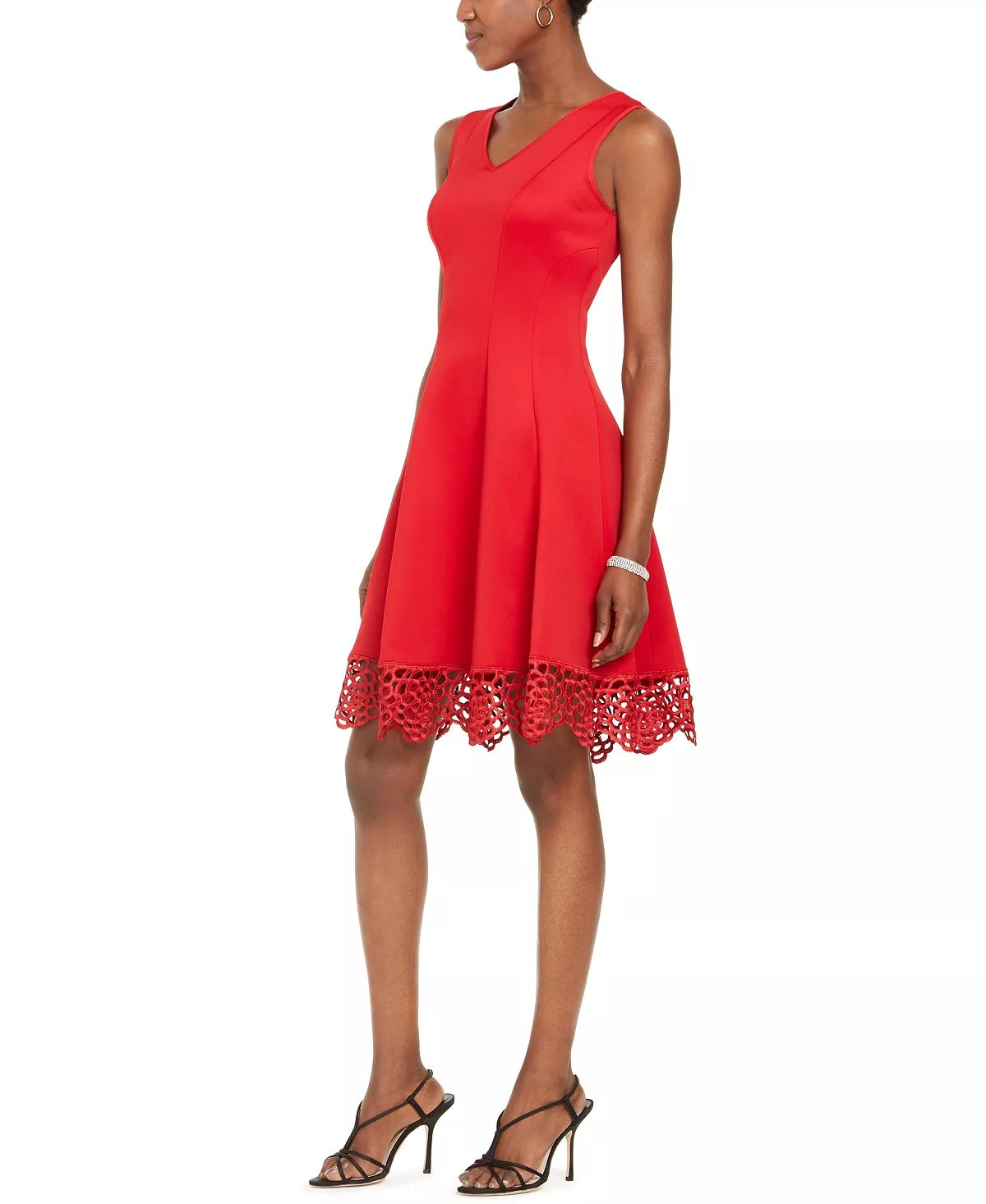 Donna Ricco Women's Fit And Flare Dress Red Size 16