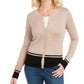 Karen Scott Women's Colorblocked Hem Cardigan Beige Size Petite Small