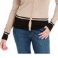 Karen Scott Women's Colorblocked Hem Cardigan Beige Size Petite Small