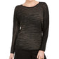 JM Collection Women's Metallic-Knit Top Black Size Small