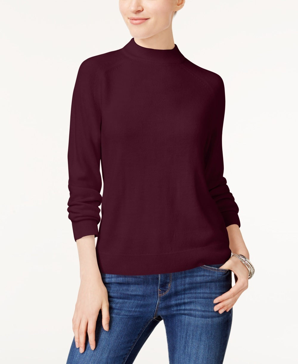 Karen Scott Women's Zip Back Mock Neck Sweater Red Size XX-Large