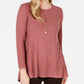 Style & Co Women's Petite Pleated High-Low Sweater Purple Size Petite X-Large