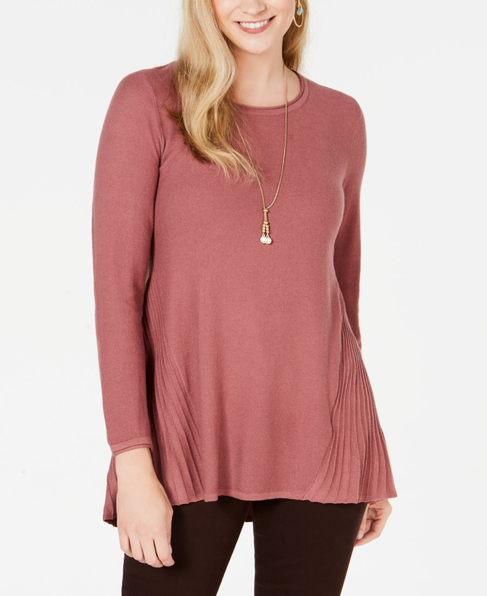 Style & Co Women's Petite Pleated High-Low Sweater Purple Size Petite X-Large