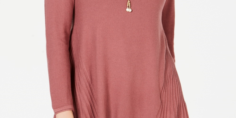 Style & Co Women's Petite Pleated High-Low Sweater Purple Size Petite X-Large