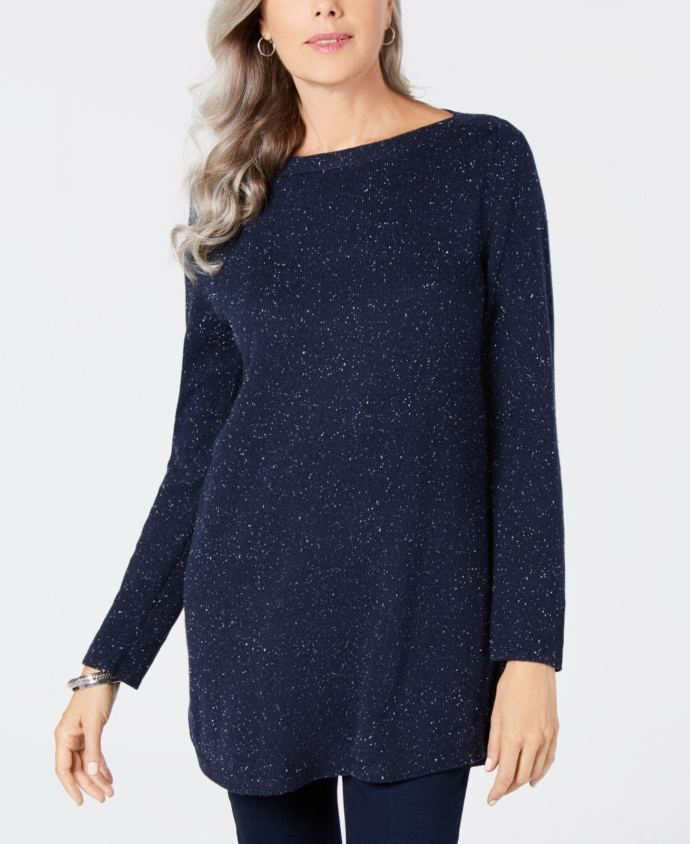 Karen Scott Women's Textured Tunic Sweater Blue Size X-Small