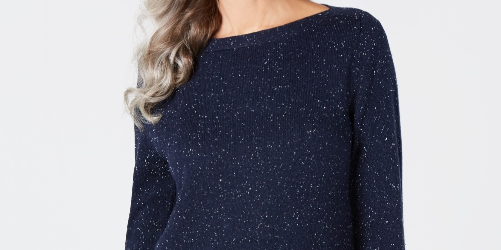 Karen Scott Women's Textured Tunic Sweater Blue Size X-Small