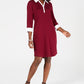 Karen Scott Women's Contrast Trim Cotton Shirtdress Red Size PS