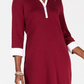Karen Scott Women's Contrast Trim Cotton Shirtdress Red Size PS