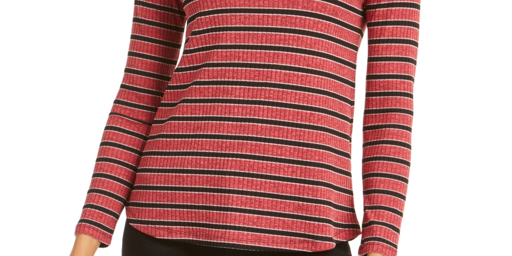 Charter Club Women's Heather Long Sleeve Top Wine Size Large