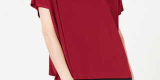 Alfani Women's Petite Cowl Mock-Neck Top Wine PS