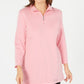 Karen Scott Women's Cotton Half-Zip Mock-Neck Top Pink Size Medium