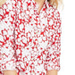 Charter Club Women's Printed Roll Sleeve Linen Blend Top Red Size X-Small