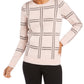 Charter Club Women's Printed Crewneck Sweater Pink Size X-Small