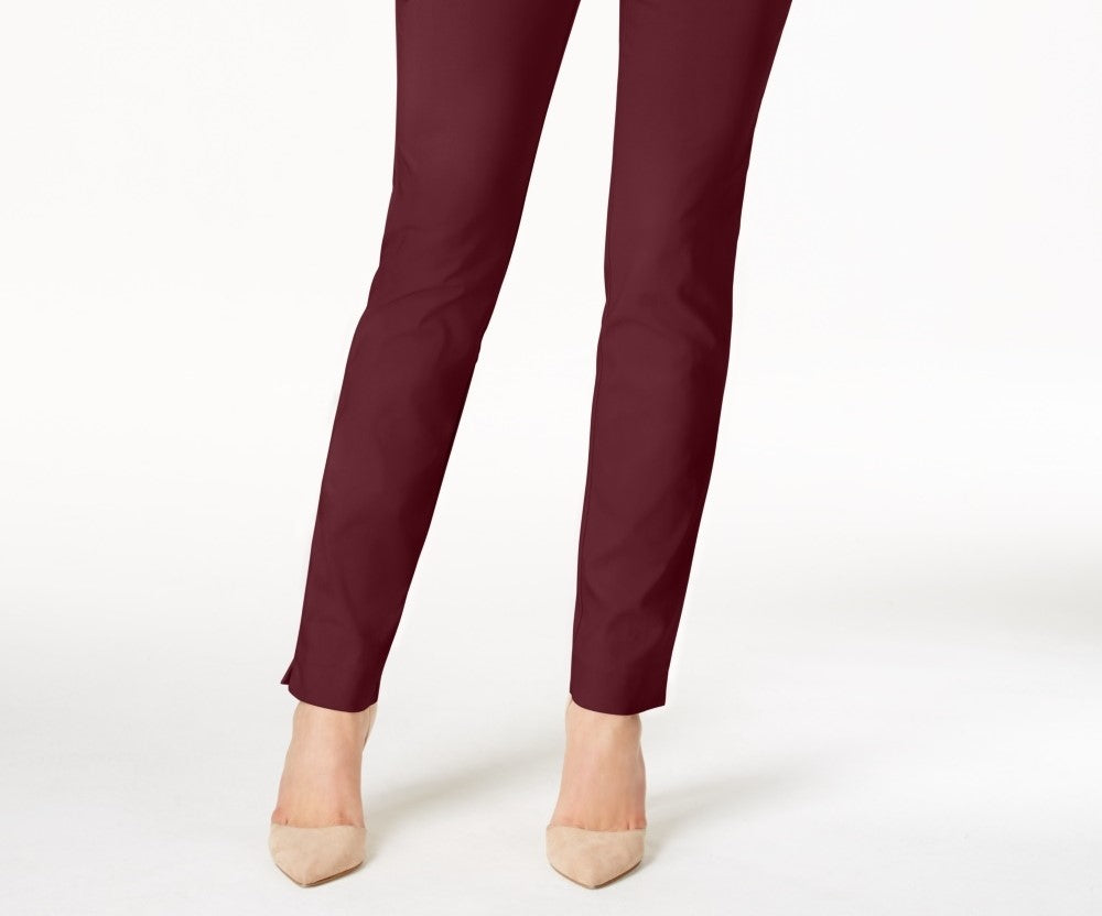 Charter Club Women's Petite Cambridge Tummy-Control Slim-Leg Pants Wine Size 4 P