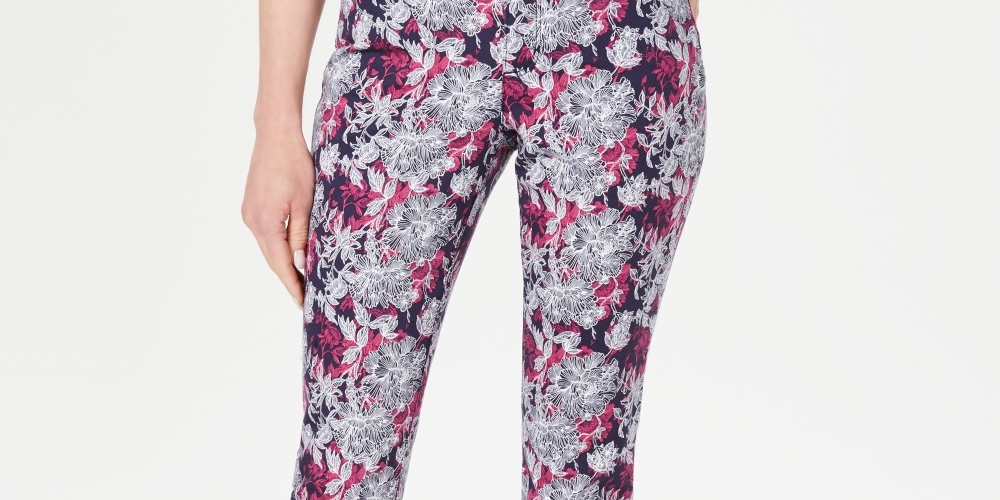 Charter Club Women's Printed Tummy Control Jeans Pink Size 8 Petite