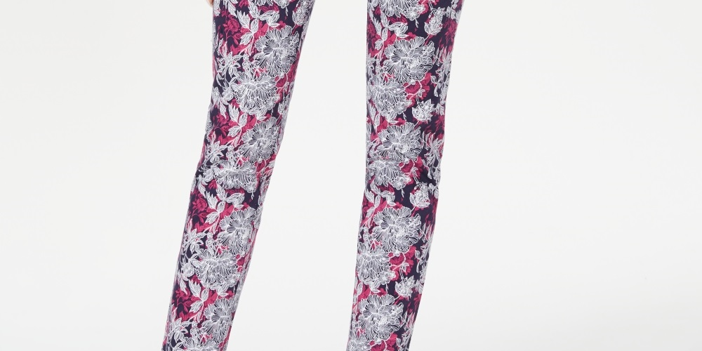 Charter Club Women's Printed Tummy Control Jeans Pink Size 8 Petite