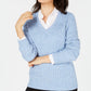 Karen Scott Women's Cable Knit V Neck Sweater Blue Size PS-