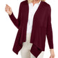 JM Collection Women's Mixed Ribbed Flyaway Cardigan Purple Size Petite Extra Large